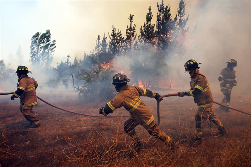 Más de 18 mil efectivos combaten 131 incendios forestales en Chile