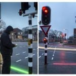 Ciudad holandesa instaló un «semáforo» en el suelo para  adictos al móvil