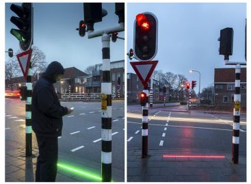 Ciudad holandesa instaló un «semáforo» en el suelo para  adictos al móvil
