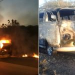 Un busito se incendio en la vía Centenario (+Video)