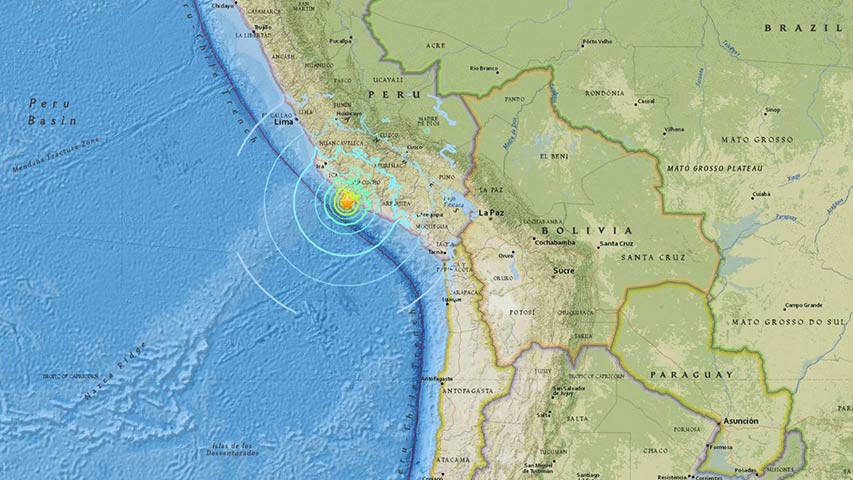 Dos muertos y 65 heridos tras terremoto al sur de Perú