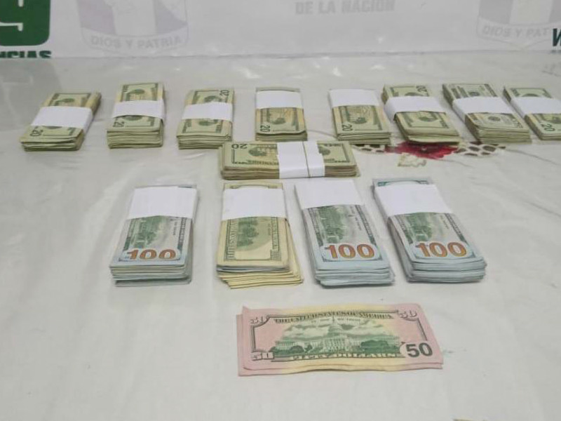 Sorprenden a sujetos en área fronteriza de Paso Canoas con más de 50 mil dólares