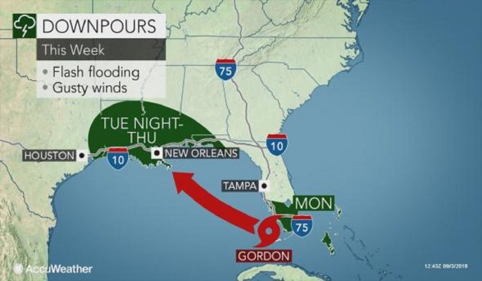Gordon se convertirá en huracán antes de tocar tierra en Misisipi
