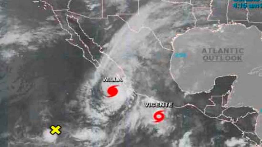 Huracán Willa próximo a costa mexicana y Vicente pasa a depresión tropical