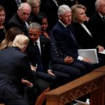 Trump saludó a Obama, pero no a Hillary Clinton en el funeral de Bush