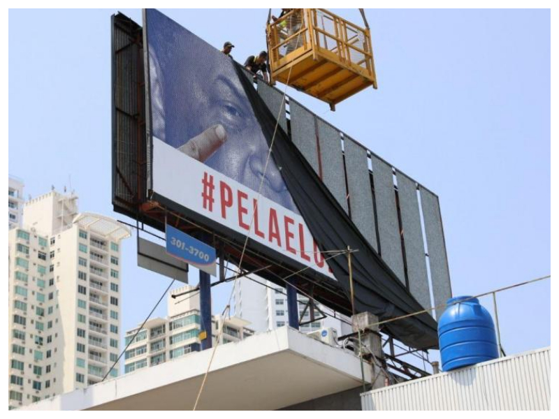 Por violación a la veda electoral remueven valla propagandística del Movin